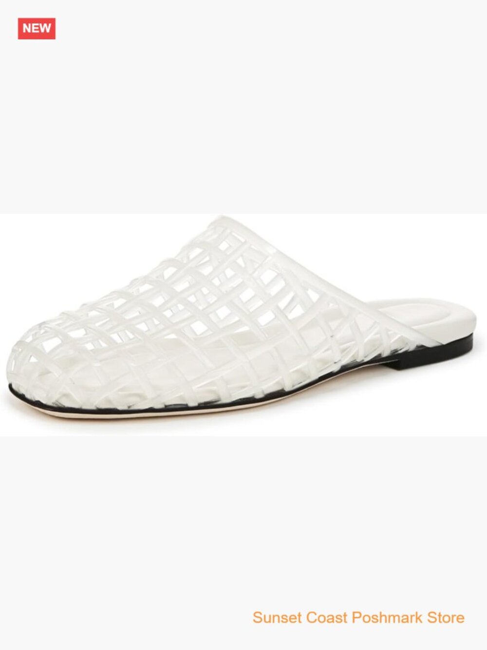 Jelly Mesh Flat Sandals Closed Toe Round Toe Slides Slip on Mules